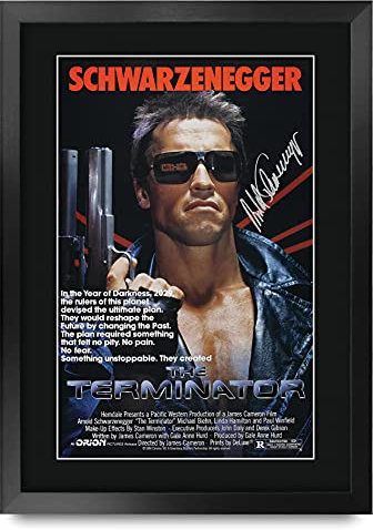 HWC Trading Terminator A3 Gerahmte Signiert Gedruckt Autogramme Bild Druck-Fotoanzeige Geschenk Für Arnold Schwarzenegger Filmfans