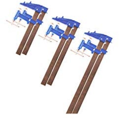 Lot de 6 serre-joints à pompe section 35 x 8 mm - 2 x 60 cm, 80 cm et 100 cm