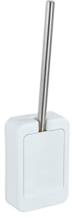 WENKO Static-Loc WC-Garnitur Osimo - WC-Bürstenhalter, innovative Bürstenform aus Silikon, Befestigen ohne bohren, Kunststoff, 12 x 41 x 6 cm, Weiß