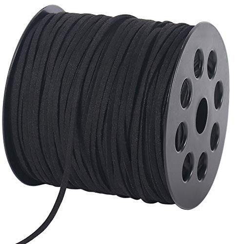 Suede Cord, 2.6mm 100 Yard Faux Leather String for Jewelry Bracelet Necklace Making Beading Thread DIY Crafts (Black)