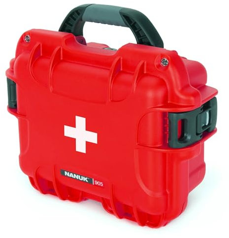 Nanuk 905 Erste-Hilfe-Überlebensausrüstung, wasserdicht, Staub- und stoßfest, Erste-Hilfe-Koffer, Rot