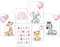 artpin® Poster Set DIN A3 Bilder Kinderzimmer Deko Mädchen Junge - Babyzimmer Bilderwand 4X A3 & 2X A4 - Regenbogen ABC Safari Tiere Rosa P71