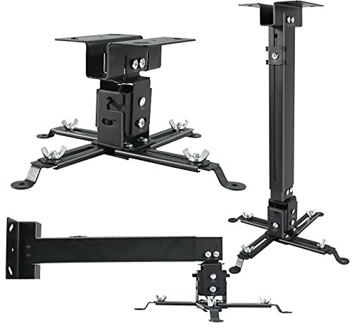 Homcine Universal Projector Mount, Black, Compatible with Epson, Optoma, Benq, Adjustable Height, Ceiling/Wall Mount, Quick Release