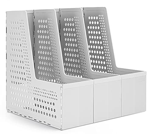 HAIYUU Faltbarer Stehsammler A4, Zeitschriftenhalter mit 3 Fächer Justierbarer Aktenordner Ordner Organizer Büro Organizer Büroausstattung für Hause, Schule, Büro, Papier, Dokumente