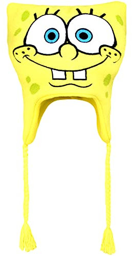 Concept One Unisex-Erwachsene Spongebob Schwammkopf, peruanisches Strick-Acryl Beanie-Mütze, Gelbe Quasten, Einheitsgre