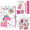 Set Tagebuch Mädchen, Kinder Schreibwaren-Geschenkset Enthält Einhorn Tagebuch mit Schloss Notizblock Radiergummi Spitzer Lineal & 6-Farben-Stift für Teenager Junge Notizbuch Geschenke 6-12 Jahren