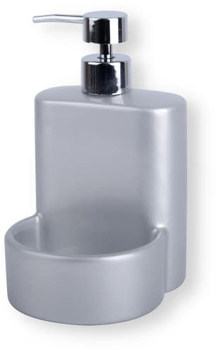 KOOK TIME Distributeur Liquide Vaisselle et Savon Liquide pour Les Mains avec Espace Porte éponge | Porte Savon Cuisine | Matériel céramique | Couleur Gris