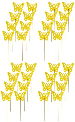 Blumen-Stecker Schmetterling gelb 8 x 25cm 32 Stück Dekostecker Gartenstecker Butterfly Deko