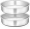 HaWare Cake Tin Set of 2, 9.5 inch Stainless Steel Round Baking Pan, Layer Cake Tin for Birthday Wedding, Healthy & Non-Toxic, Mirror Polished & Dishwasher Safe (24cm)