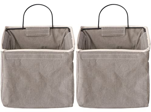 2Pcs Large Hanging Fabric Storage Bag with Metal Frame, Wall-Mounted Organizer for Magazines, Books, Toys, Kitchen, Bedroom, Bathroom, No Drilling Required