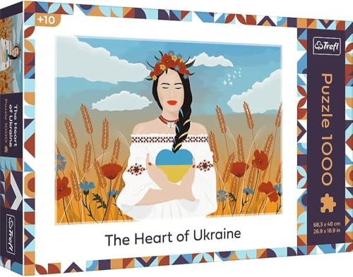 Trefl 10735 1000 Elemente-Solidarität Volksmotiv, Slawen, kreatives DIY-Puzzle, modernes Design, für Erwachsene und Kinder ab 12 Jahren, The Heart of Ukraine