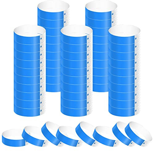 500Pz Braccialetti di Carta per Eventi, Impermeabili Braccialetti Colorati Discoteca Braccialetti d Ingress Braccialetti Identificativi per Festival Musicali Concerti Concorsi (Blu)