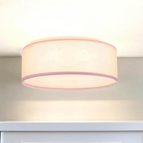 Deckenleuchte rund Metall & Stoff in pink D:38cm 4x E27 blendfreier LichtdiffusorKinderzimmer Wohnzimmer Deckenlampe Innen