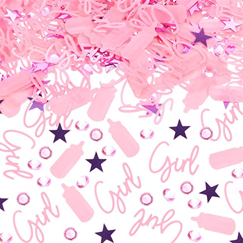 Abeillo Its a Girl Babyparty Tischdeko, Konfetti Babyparty Rosa-babyflasche, Geschlecht Verkünden Babyparty Tischdeko Konfetti Deko Mädchen