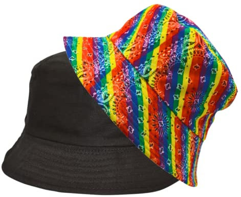 Alsino Anglerhut Fischerhut Sonnenhut Bucket Hat Reversibel Freizeithut Outdoor Wende-Hut Sommermütze Herbst Camping Reisen Wandern - für Damen Herren Kinder, Motiv wählen:Paisley Rainbow