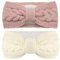 2 Stück Damen Gestrickt Stirnband, Verdicken Stirnband Damen, Haarband Ohrenwärmer Elastische, Winter Kopfband Haarband, Elastische Haarreife Ohr Wärmer für Mädchen (Rosa, weiß)