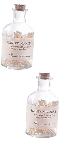 BESPORTBLE 2pcs 1 Bottled Matches Glass Matches Holder Candle Lighting Match Scented Candle Match Matches in a Jar Ceramic Match Holder with Striker Glass Jar Wood Matchstick Fragrance White