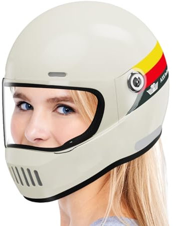 Teksome Motorbike Head Protector | Motorbike Helmets with Dual Visor - Quick Release, Head Protector with Warm Lining for Motorcycle and Motorbike
