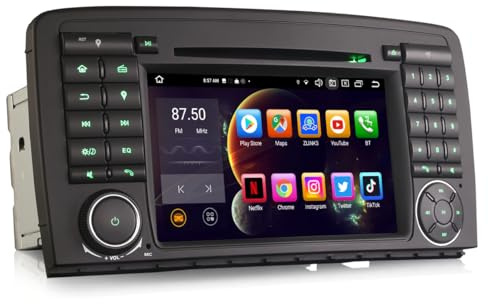 GONFEN Acht-Kern 4GB+64GB Android 14 DAB+ Autoradio Für Mercedes R-Klasse W251 mit GPS Navigation Unterstützt Apple CarPlay Android AUTO DSP WiFi 4G DVD SD USB Bluetooth 5.0 Canbus SWC RDS TPMS Kamera