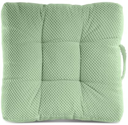Quantum Interior Sitzkissen 2er Set Stuhlkissen 40x40x8cm für Indoor und Outdoor Dicke Polsterung Steppkissen/Bodenkissen mit Schlaufe zum tragen (Mint)