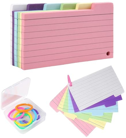 150PCS Karteikarten, 7.5 x12.5cm Lernkarten Flashcards mit 7 Karteikarten Ring Vokabelkarten 6 Farben für Schule Schulsachen Büro Zuhause Lernen Index Cards birstrol stecker