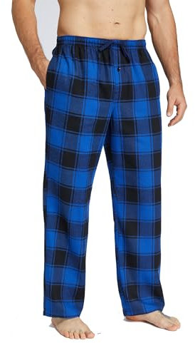 Jveyvth Herren Pyjamahose Flanell Baumwolle kariert Schlaf & Lounge Hose, PJ Hose mit Taschen und Knopfleiste