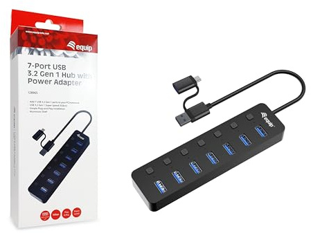 Equip 128965 7-Port USB 3.2 Gen 1 Hub mit Netzteil