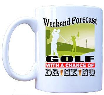 Millhouse Prints Funny Golf Mug for Men, Golfing Mug with a Chance of Drinking Tea/Coffee