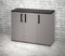Dmora Armadio da esterno Gesves, Mobile balcone Multiuso, Armadietto Outdoor 3 Ante, 100% Made in Italy, 102x37h84 cm, Grigio e Nero, Finitura Righe