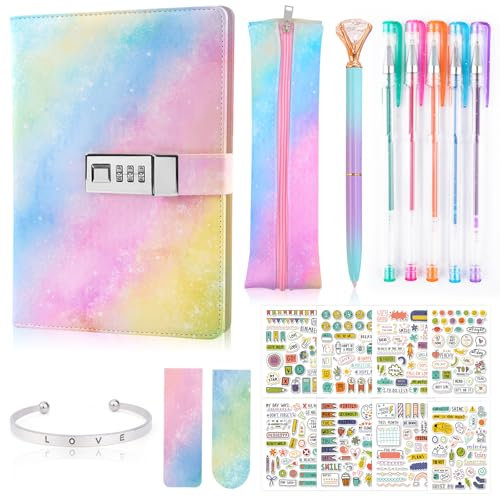 Diary for Girls Age 8-12, Diary with Lock for Girls Kids DIY Journal Set with Pen, Pencil Case, Bookmark, Stickers, Girls Secret Diary Back to School Gifts Birthday Gifts for Girls 8 9 10 11 12 Teens
