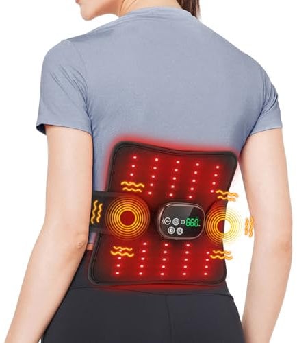 AFDEAL Multifunktionale Rotlicht-Massage-Pad mit digitaler Anzeige Controller LED Rotlicht-Therapie mit Vibration, Rotlichtlampe Wärmelampe, 660 nm Rotlicht und 850 nm infrarotlampe