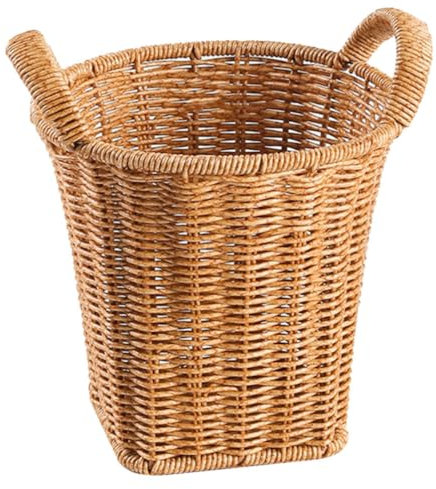 Ciieeo Bote de Basura Tejido Cesto de Basura de Mimbre con Asa Botes de Basura de Oficina Papelera Redonda Cesta de Basura Maceta para Planta Maceta para Debajo Del Escritorio Dormitorio