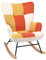 HomeMiYN Patchwork Schaukelstuh Samt Kinderzimmer Schaukelsessel mit Metallgestell und Holzsockel Polstersessel für Wohnzimmer Freizeit Relaxstuhl für Schlafzimmer Orange Gelb