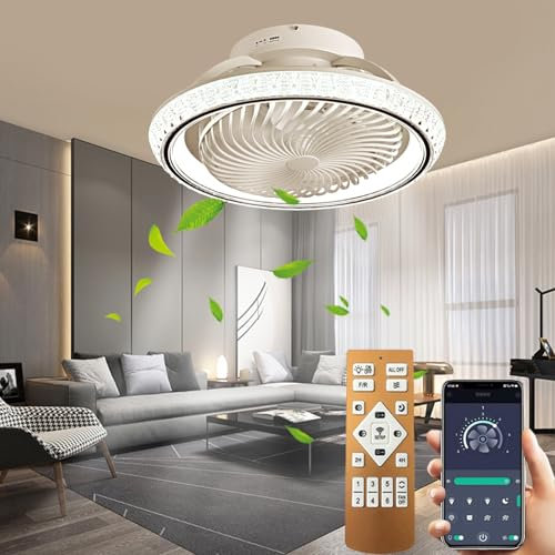 SXQYSM Lampara Techo Ventilador De Techo Con Luz Silencioso Giratorio De 360 °, Lampara Ventilador Techo Inteligente, Lamparas Con Ventilador De Techor, Control Remoto, 72w