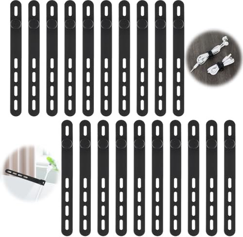 JIEYAO 20 Stück Silikon Kabelbinder, Wiederverwendbare Kabelbinder für Handy Ladegerät Multifunktionale Kabelmanagement Kabel Organizer Kabelhalter Draht Organizer für Kabel Zuhause Büro Schule Küche