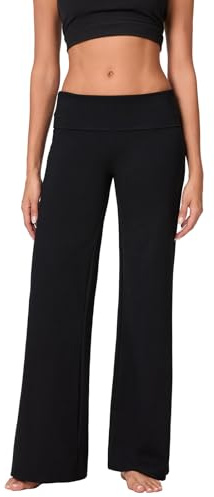 CocMouse Womens Y2k Flare Leggings Fold Over Yoga Pants Wide Leg Beach Pants Foldover Waist Bootcut Sweatpants Bell Bottom
