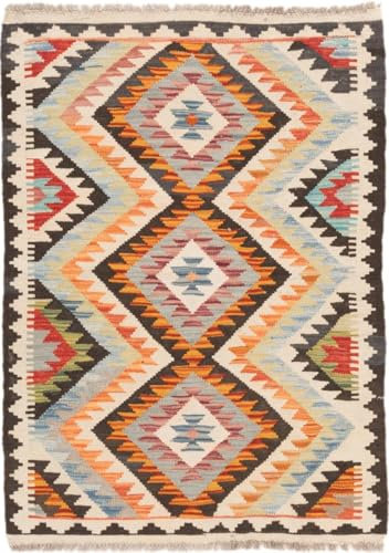 Nain Trading Kelim Afghan 80x111 Handgewebt Orientteppich Teppich Wolle