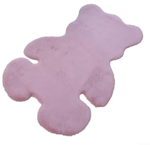 Eleganter und gemütlicher Plüsch-Bodenbelag mit Cartoon-Bär, entworfen für Haushalte mit Kindern, Rosa