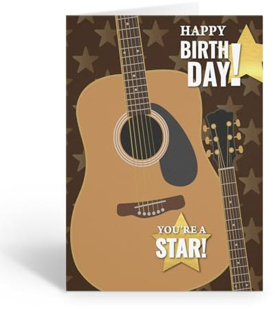 Stonehouse Collection Geburtstagskarte mit Musikgitarre, einzelne Gitarre, mit Umschlag, innen blanko (Gitarre)