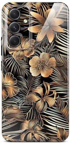 ONEFLOW Flower Cover für Samsung Galaxy A54 5G Hülle in Floral Optik, Blumen Designer Case Handy Schutzhülle mit Kameraschutz, Hardcase dünne Handyhülle Blumenmuster, Gold Schwarz