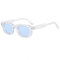 WDZAYXC Vintage Rechteckige Sonnenbrille für Damen Herren Rectangle Sunglasses Retro Brille UV400 Schutz (Transparent/Hellblau)