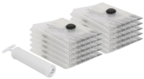 Harbour Housewares Vacuum Storage Bags with Hand Pump - 50 x 70cm | 10x Medium Heavy Duty Reusable Plastic Clothes Duvet Bedding Travel Moving Packing Space Saver Organiser Zip Lock
