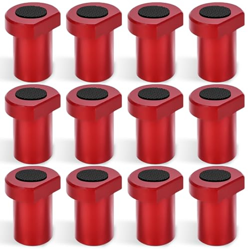 12 Stück Aluminiumlegierung Bankhaken 20mm Bench Dogs, Bank-Hundeklemme Hobelbank Zubehör, Werkbank Spannbacken Holzbearbeitungstisch Positionierung, Bankstopps für 20mm Hundeloch (Rot)