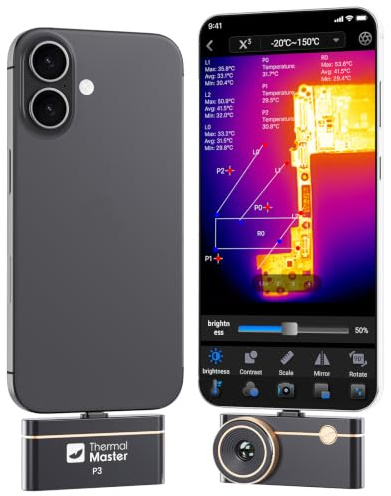 Värmekamera P3 för iPhone och android infraröd kamera justerbar lins Super IR-upplösning 512 x 384, -20 ℃ – 600 ℃ värmekamera för PCB-inspektion