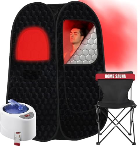Sauna Tent for Home Sauna Box for Relaxation Detoxification Portable Steam Sauna Room with Steamer, 9 Levels (Black)