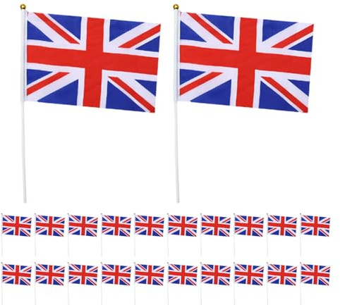EPIGEIST 40 Drapeaux Britanniques Portatifs sur Bâton 14X21 CM, Petits Drapeaux Anglais en Tissu Résistant pour Événements Sportifs, Décorations Patriotiques et Fêtes Nationales, Lot de 40