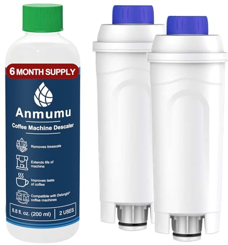 Delonghi* Compatible Cleaning&Descaling Kit - 1 Bottle 200ML Descaling Solution with 2 Pack Coffee Filter Replacements DLSC002,Fits ECAM,Esam,ETAM Coffee Machines