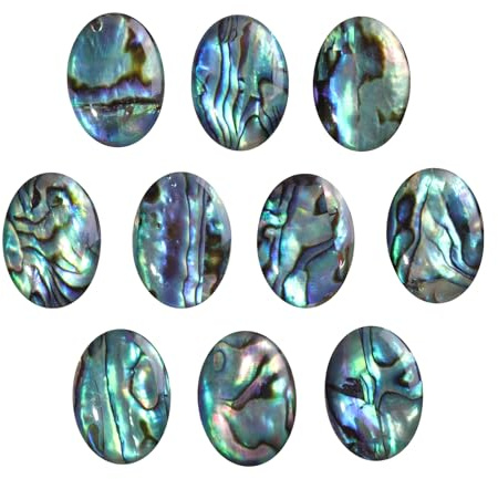 KYEYGWO 10 Stück Abalone Muschel Perlen für Schmuckherstellung DIY, 13x18mm | Ohne Loch Lose Flache Cabochons Paua Muschelperlen für Handwerk Bastelzubehör Ohrringe Halsketten Anhänger Armbänder