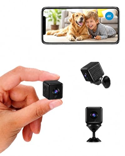 AOBOCAM Mini Hidden Spy Camera 4K, WiFi Security Camera with App, Motion Detection, 5H Battery, Night Vision, SD Card & Cloud Storage for Home/Office/Store