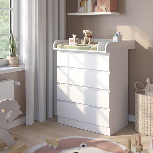 Vitalispa Wickelkommode Emmi, Weiß 80 x 111.6 cm | mit 4 Schubladen